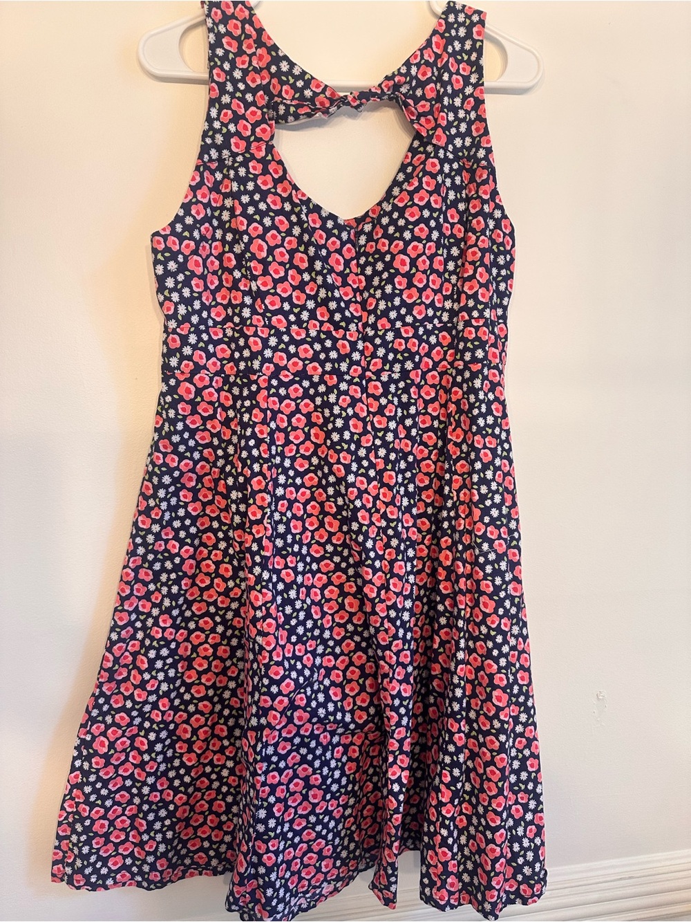Cherry Velvet Navy Floral Fit & Flare Dress